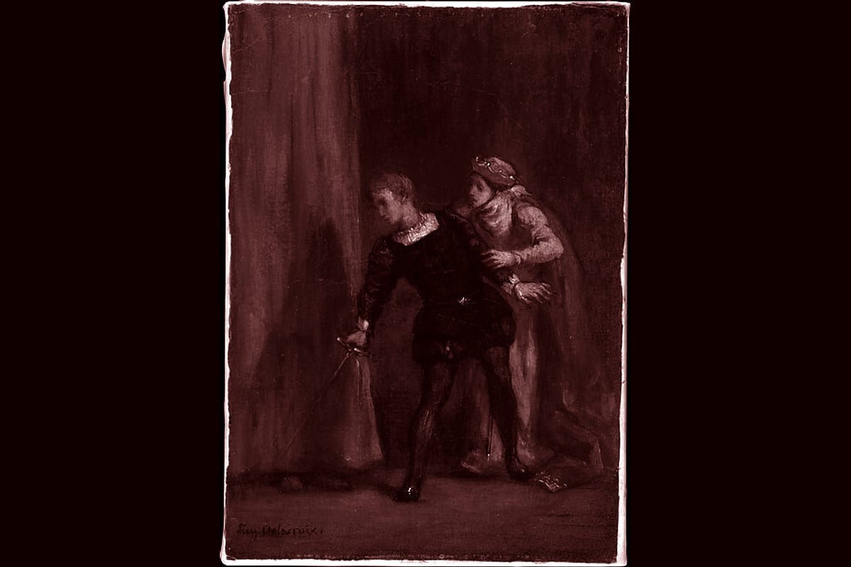 Portada del archivo: Hamlet and His Mother, de Eugène Delacroix