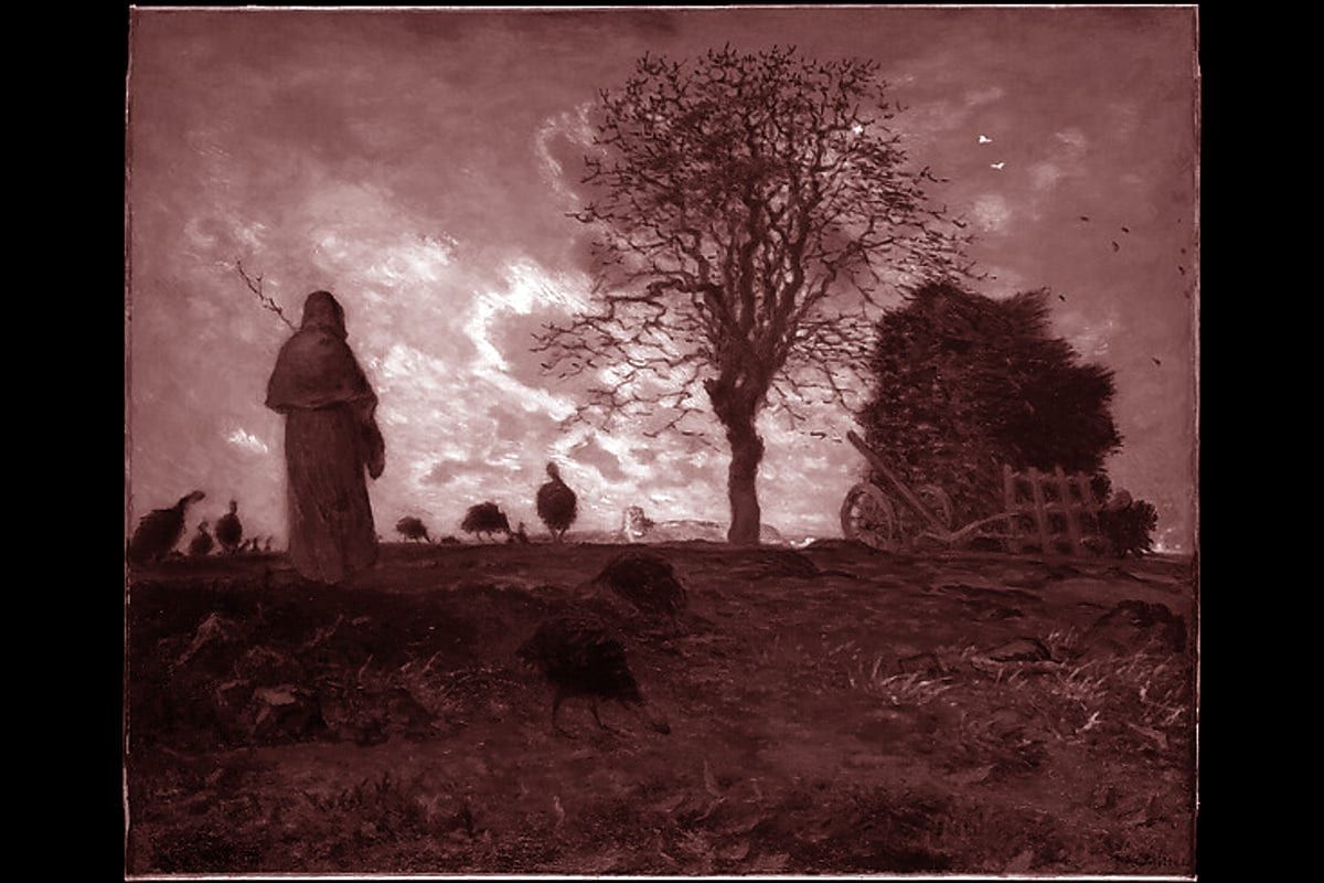 Portada del archivo: Autumn Landscape with a Flock of Turkeys, de Jean-François Millet