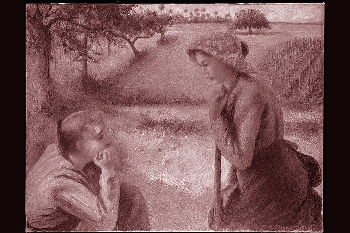 Portada del archivo: Two Young Peasant Women, de Camille Pissarro