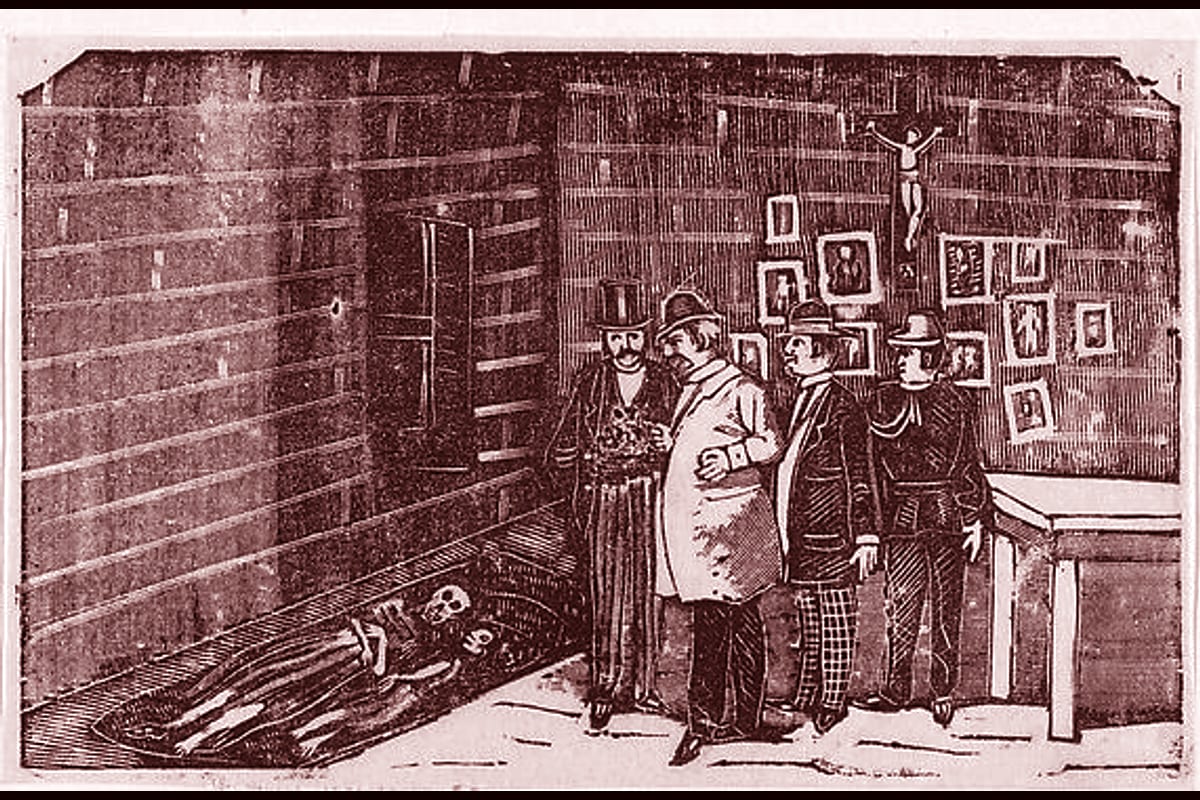 Portada del archivo: Discovery of two bodies, de José Guadalupe Posada