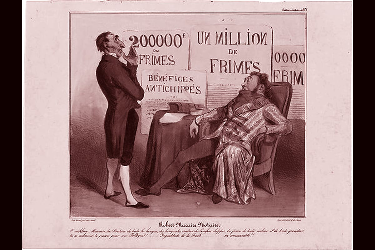 Portada del archivo: Plate 5: Robert Macaire as notary public, from 'Caricaturana,' published in Les Robert Macaires, de Honoré Daumier